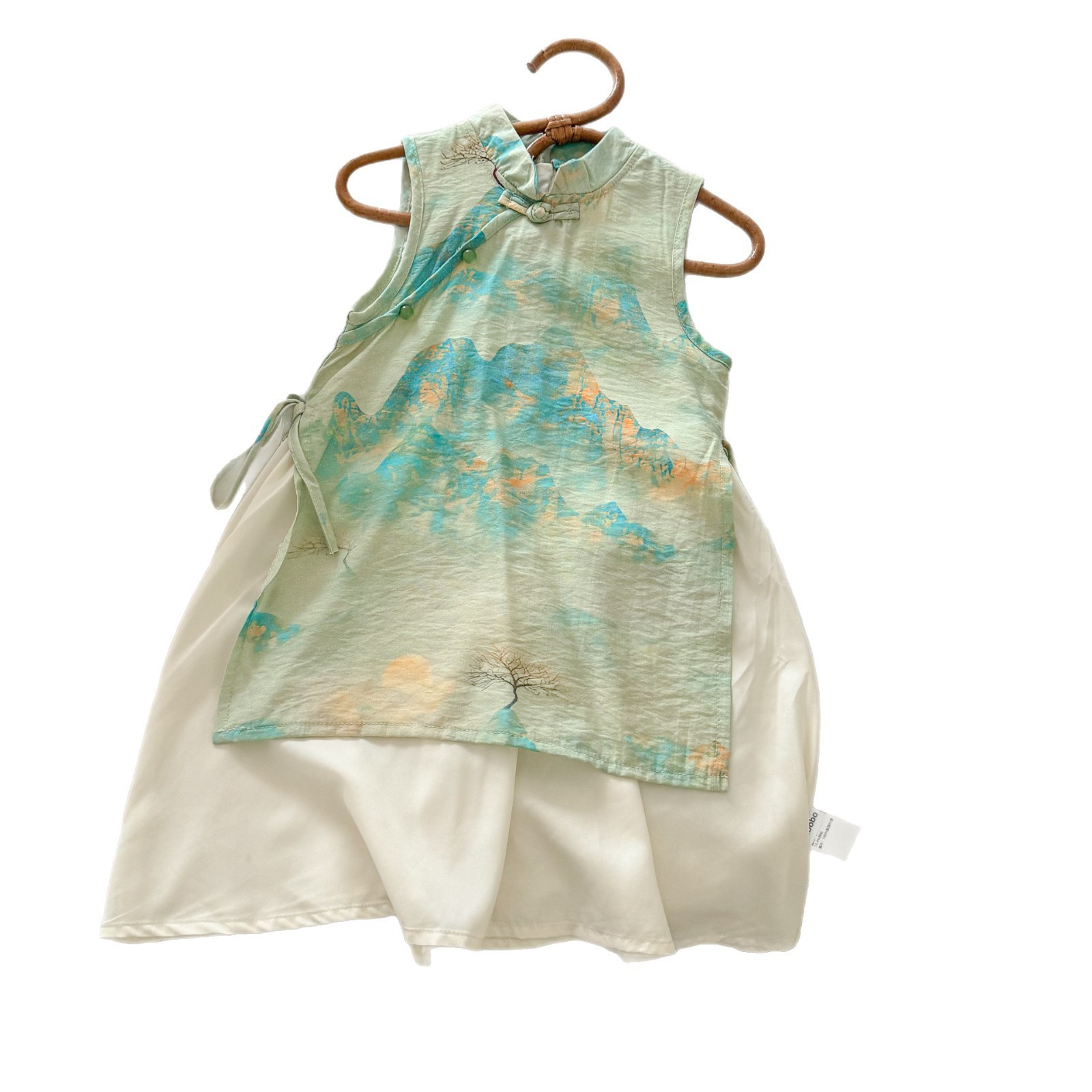 Vestido de verano de siete niñas con limón salado, nuevo vestido de princesa con botones sin mangas de dos piezas falso para niños, estilo occidental, estilo antiguo, Hanfu