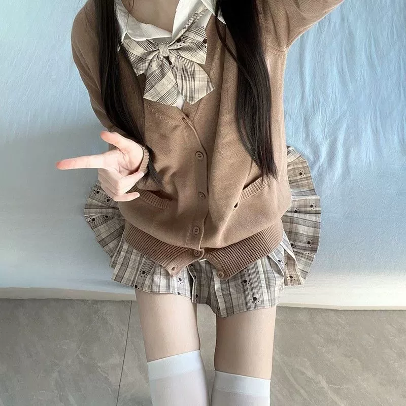 Оригинальная униформа JK, юбка, аутентичная клетчатая юбка, японский студенческий стиль, летняя плиссированная короткая юбка, школьная форма, комплект полуюбки для женщин