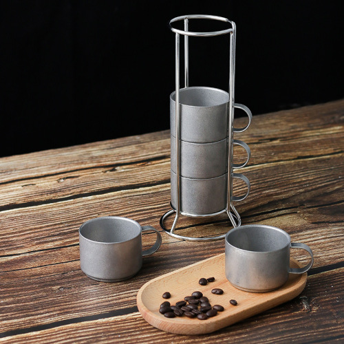 Outdoor Creative 304 Stainless Steel Double-layer Cup Insulated Anti-scalding Coffee Cup Home Marco Cup Stacking Cup 5-piece Set