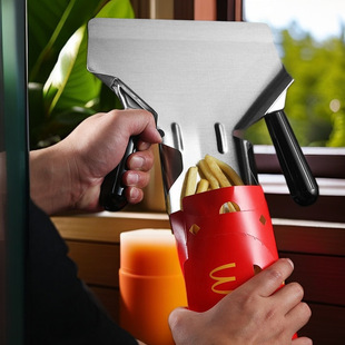 Stainless Steel French Fries Shovel, All-Steel French Fries Shovel, Burger Shop French Fries Shovel, Food Shovel, Single and Double Handle French Fries Shovel