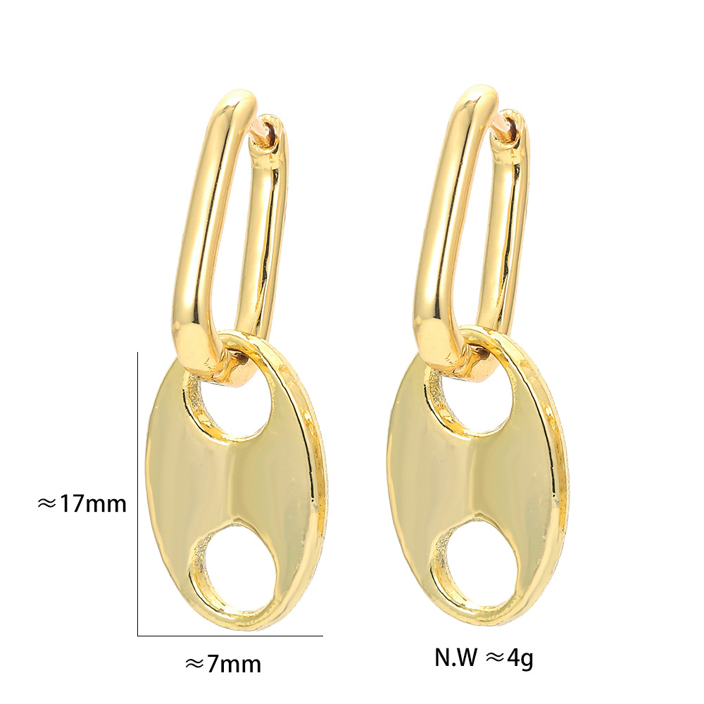 10g Weight European And American Simple Metal Pig Nose Fashion Hollow Earrings Two-wear Earrings