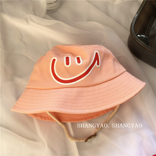 Korean-style children's hats laughing face fisherman hats candy-colored personalized unisex children versatile sunshade windproof bucket hats for outings