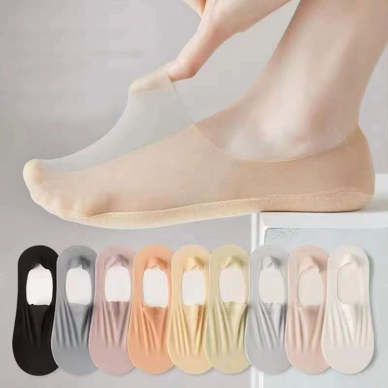 New Ice Silk Boat Socks Spring New Loafers Shallow-top Boat Socks Sweat Absorbing Breathable Foot-free Ladyshoes Invisible Socks
