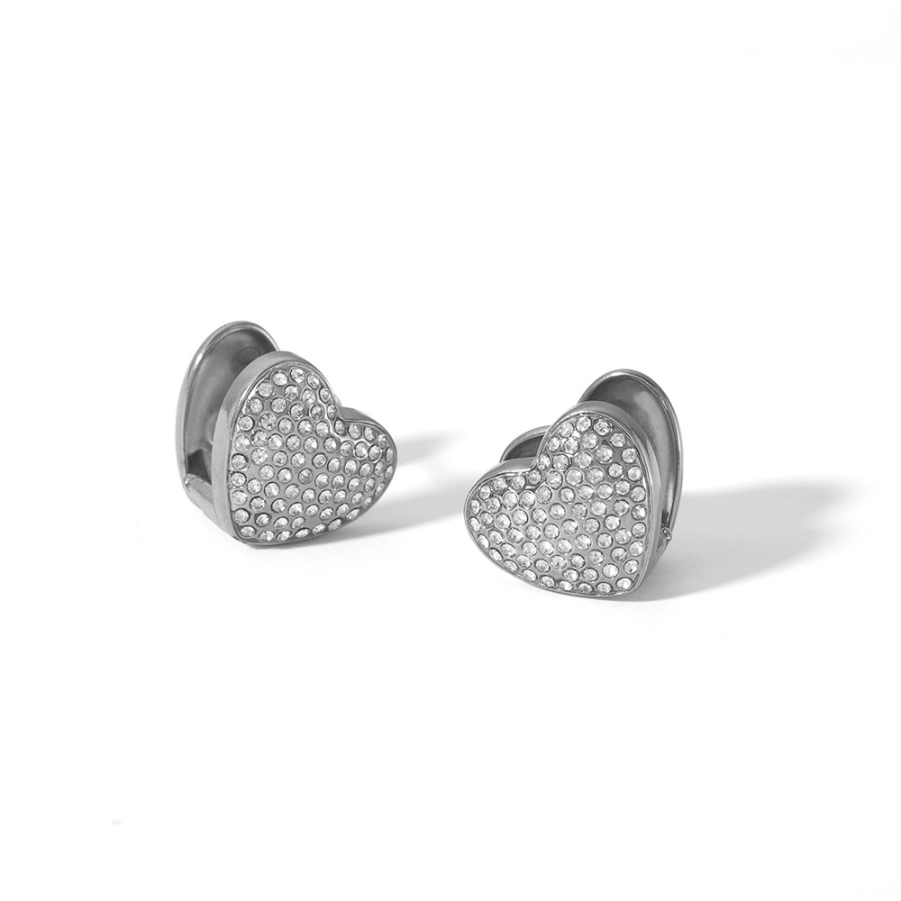 Ins Europa y América de moda goteo de aceite pendientes de acero de titanio no se desvanecen Retro amor diamantes zircón pendientes de acero inoxidable