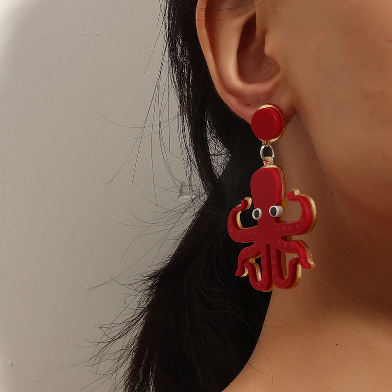 Wholesale Jewelry Cartoon Octopus Pendant Earrings Nihaojewelry display picture 1