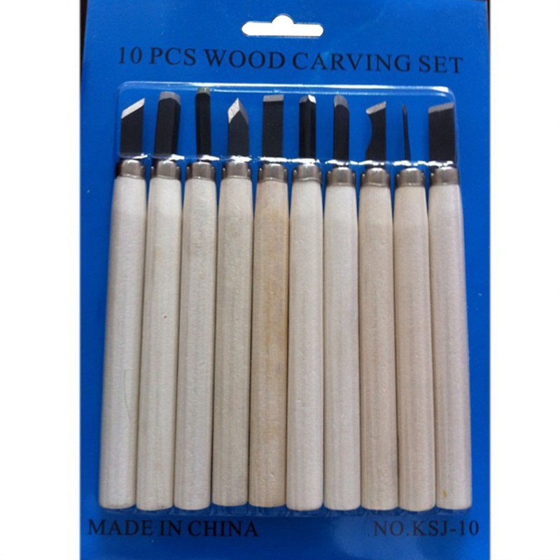Cuchillo de talla de madera de 12 piezas de arte de talla de madera de estudiantes cuchillo de talla de madera conjunto de mango de madera al por mayor