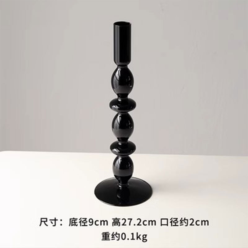 2. B 더블 링 촛대-블랙