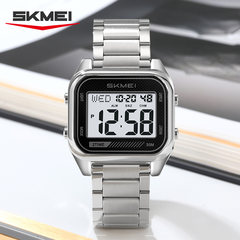 Men's square waterproof digital watch