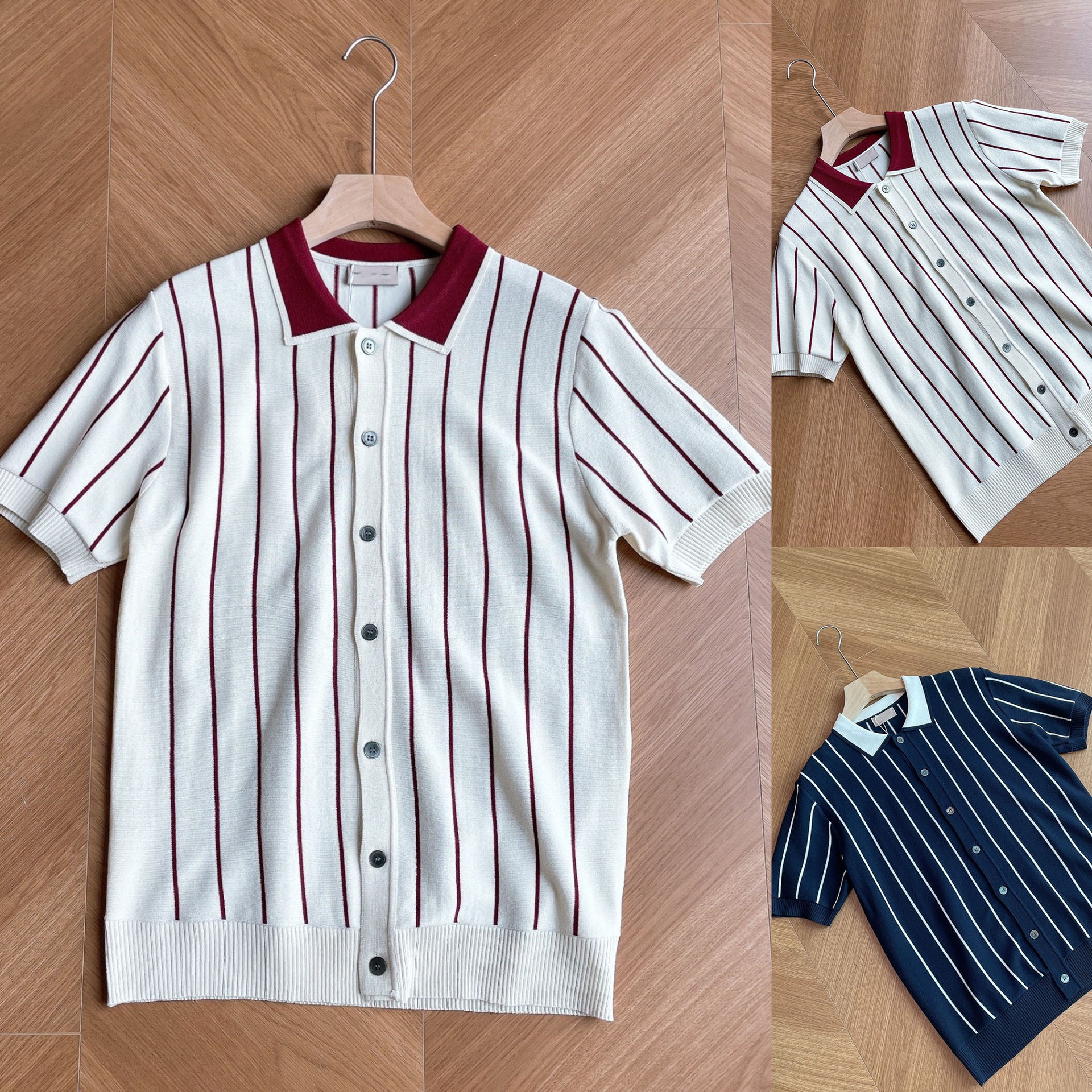 Polo camiseta de punto camiseta de manga corta hombre cardigan rayas viejos negocios de verano transfronterizo transpirable fábrica al por mayor