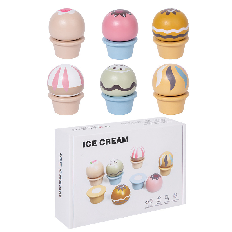 Juguetes transfronterizos CE / CPC de madera para niños en casa tienda de helados de frutas juguetes de helado