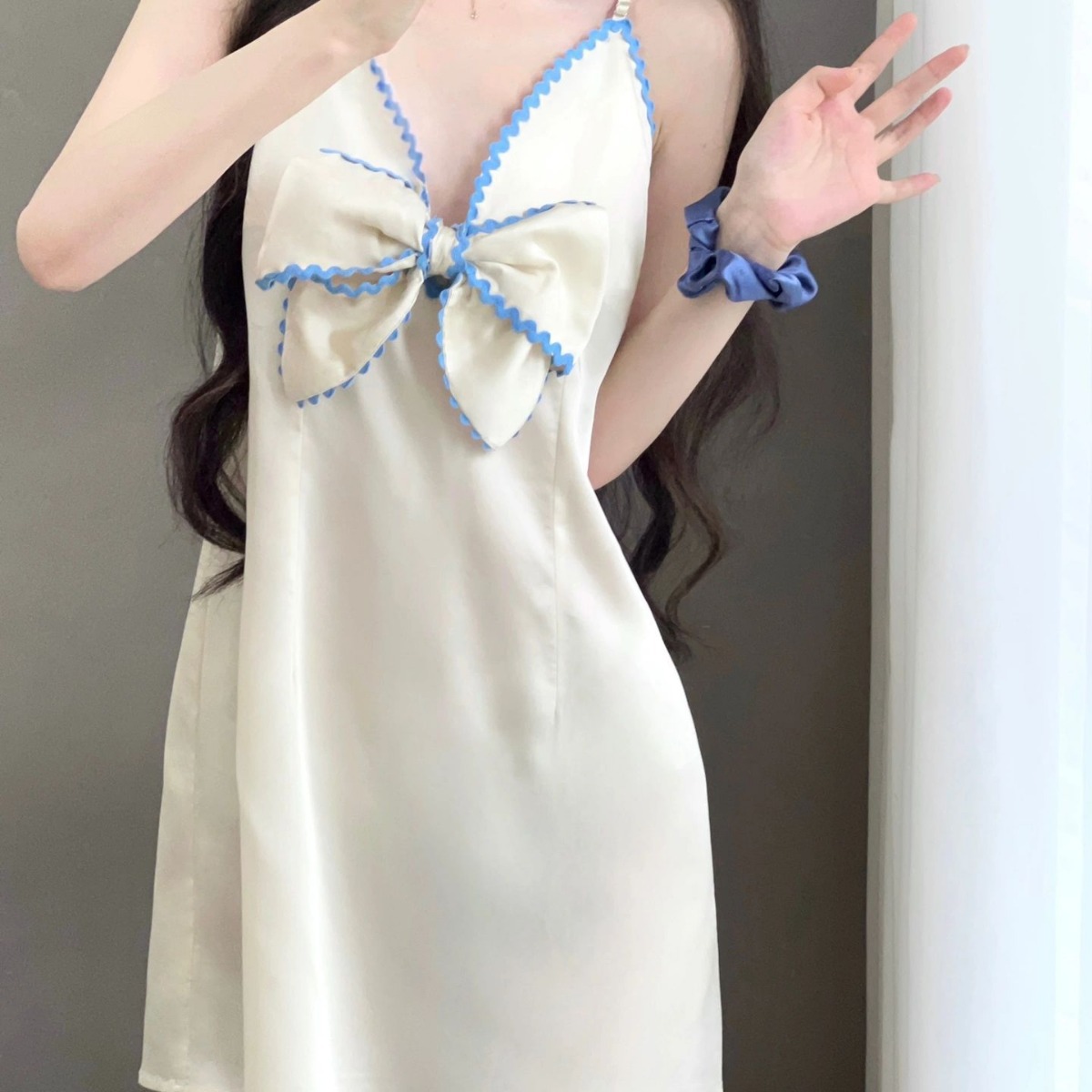 Verano nuevo vestido de pijama de mujer corta