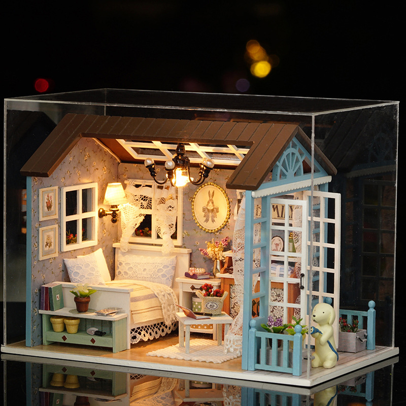 Creativo DE LOS NIÑOS 3D hecho a mano DIY casa madera caja música para los amigos regalo cumpleaños