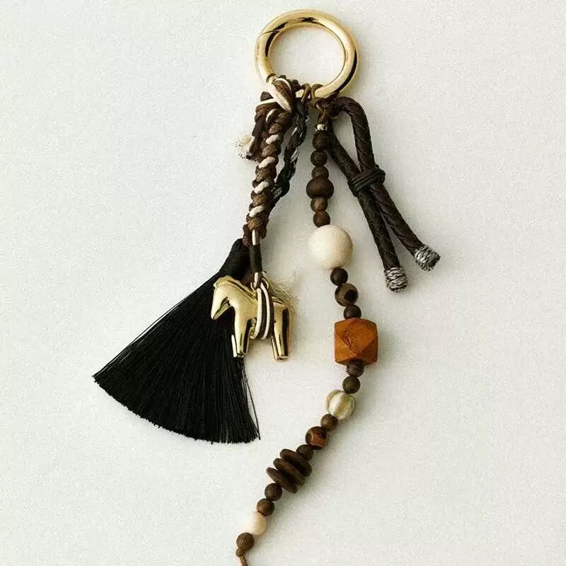 Ins Blogger Same Style Trojan Horse Sculpture Keychain Pendant Handmade Woven Niche Design Advanced Sense Bag Pendant