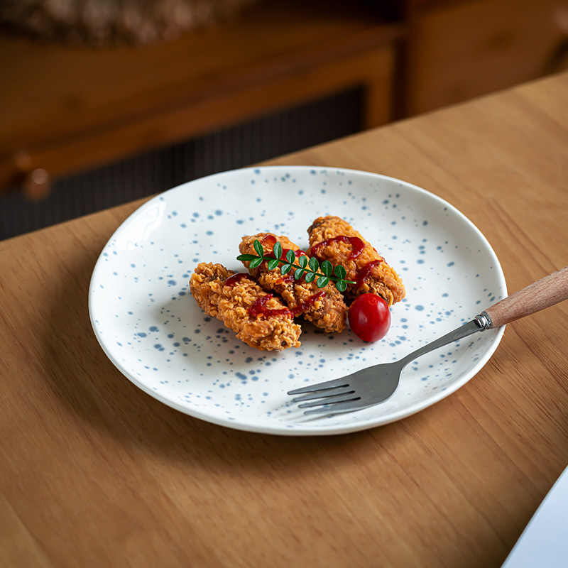 Plato de cerámica con salpicaduras de tinta creativa Plato de cena occidental irregular Plato de desayuno Plato de ensalada Plato de verduras de forma especial Plato de vajilla para el hogar