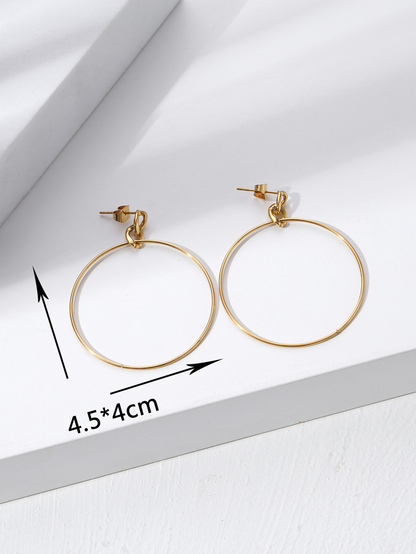 Pendientes De Aro Grandes Chapados En Oro De 18 Quilates De Acero Inoxidable De Moda display picture 4