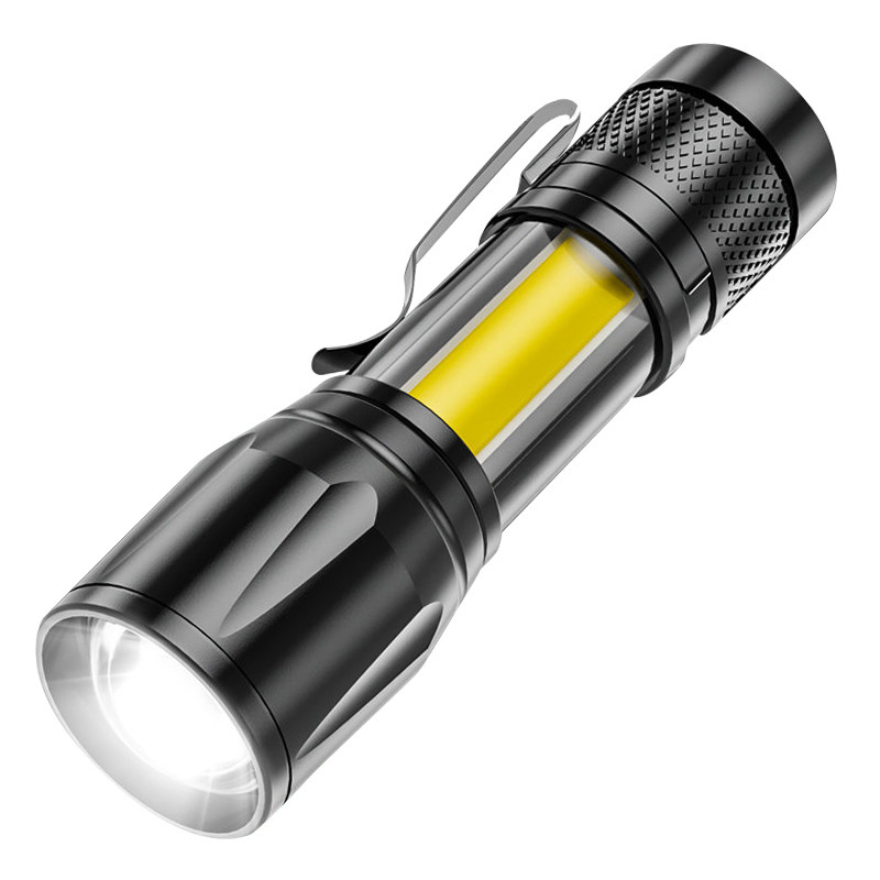Portapapeles retráctil transfronterizo linterna 513 mini zoom COB regalo de luz lateral USB de carga fuerte Luz Portátil LED
