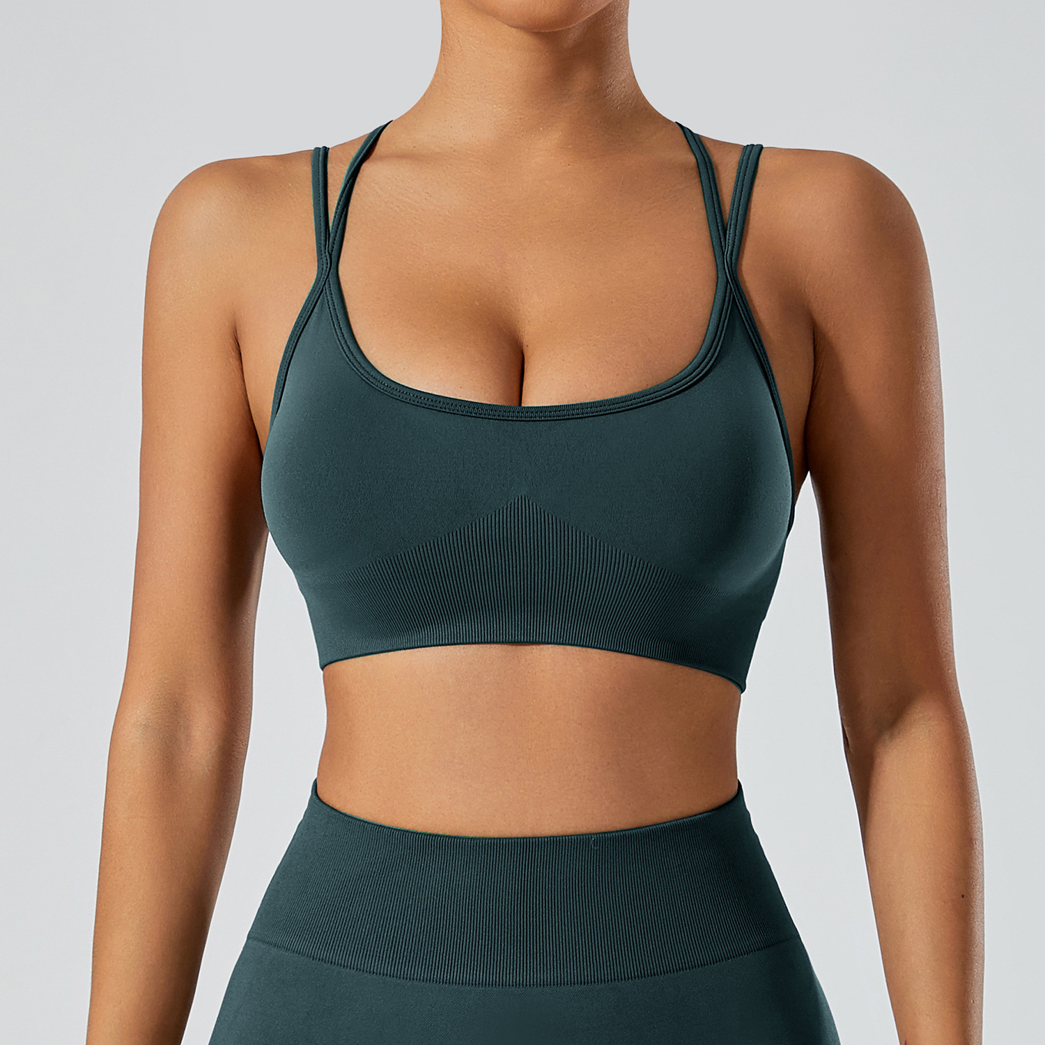 En stock verano belleza espalda multi-Correa Cruz sujetador desgaste exterior a prueba de golpes correr ropa de entrenamiento ropa interior deportiva ropa de yoga chaleco