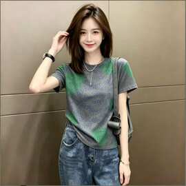 韩系潮牌撞色字母印花棉短袖恤女夏季新款体恤显瘦百搭上衣女装
