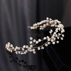 Forest-style bride wedding headpiece Japanese and Korean small flower hair clip hair ribbon hair accessory handmade fairy wedding dress decoration