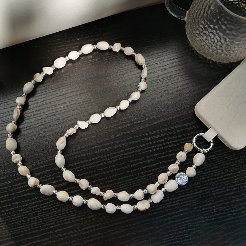 Bohemian Ethnic Style Imitation Shell Irregular Beaded Mobile Phone Chain Multi-purpose Cross-body Hanging Neck Hand-carrying Mobile Phone Pendant
