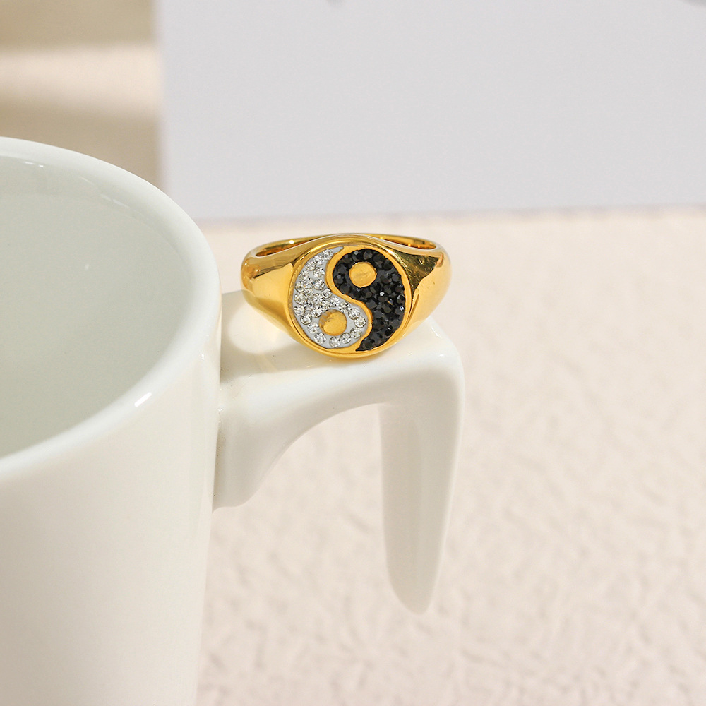 Simple Style Geometric Stainless Steel Rings Inlay Rhinestone Stainless Steel Rings