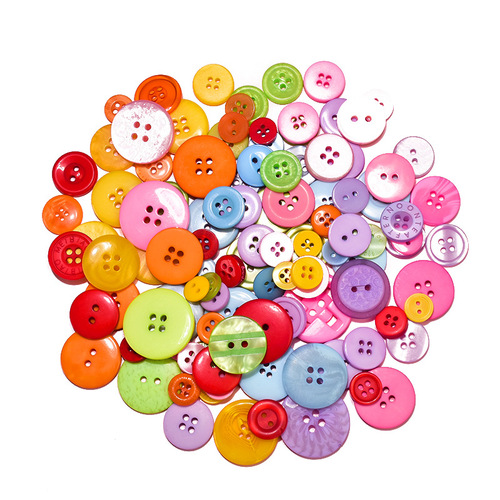 Colorful Button Flower Bouquet DIY Craft Accessories Material Kindergarten Creative Children's Decor Resin Buttons Glue