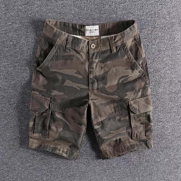 Camouflage Cargo Shorts Men's Loose American Casual Five-Point Pants Summer Breeches Straight Four-Point Shorts Men