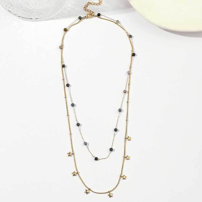 Double Layer Gold Titanium Steel Necklace For Women Elegant Style_voghion.com