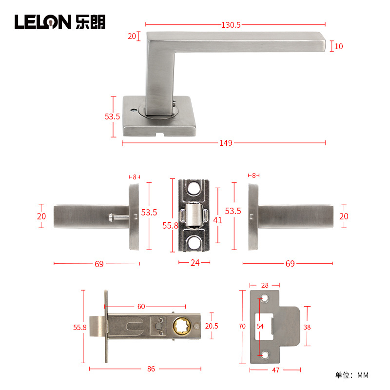 Cerradura de baño de acero inoxidable 304 americana transfronteriza Cerradura de privacidad de baño australiana Cerradura de puerta de pasillo de una sola lengua universal