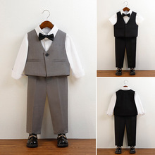 儿童礼服春装新款英伦马甲套装男童主持朗诵演出服宝宝周岁摄影服
