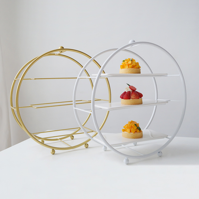 Transfronterizo venta caliente Amazon temu tres capas estantes de exhibición redondos bandeja de pastel estante de pastel diseño de cumpleaños