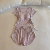 Purple breast pads, shorts, with short sleeve