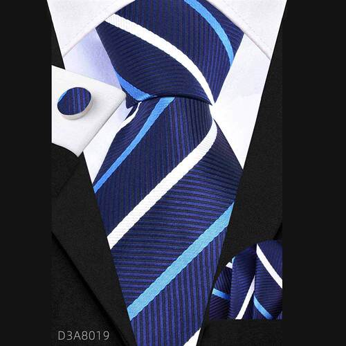 Men's business formal tie three-piece suit (8cm hand tie + pocket square + cufflinks) simple outfit