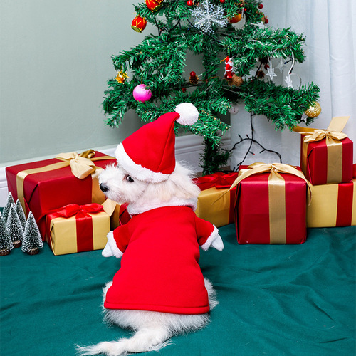New pet three-dimensional Christmas suit Christmas hat dog clothes transformation outfit Christmas cat pet clothes