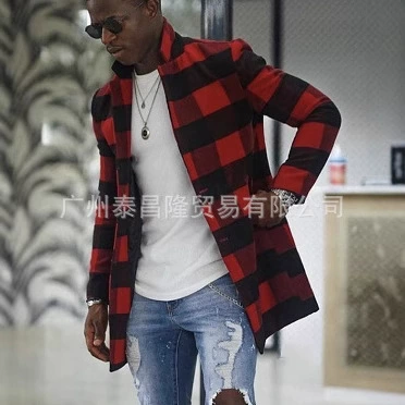 Wish Amazon Европейская и американская внешняя торговля новый мужской клетчатый шерстяной повседневный костюм с отворотом пиджак топ костюм мужской костюм