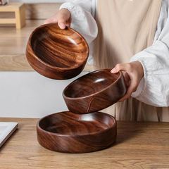 メーカーの胡桃の木の碗の高級なレストランの木製の丸い碗のホテルの特色のサラダの碗の新型のアイデアのお菓子の碗