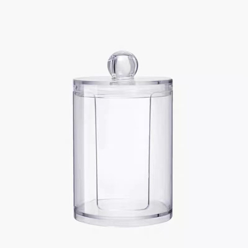 Caja de hisopo de algodón redondo transparente de doble capa soporte de hisopo de algodón dos en uno removedor de maquillaje de escritorio doméstico joyería de algodón caja de almacenamiento de algodón cosmético