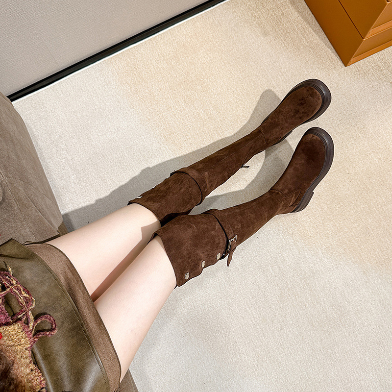 Overknee-Stiefel Damen Overknee-Stiefel Herbst/Winter Plateau Maillard Overknee-Stiefel Braune Ritterstiefel_voghion.com