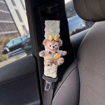 Seasons, Couple's Seatbelt Pair, High-end — Seat belt shoulder pad - bubble-gauze-whiteyellow-overalls-rose-pink