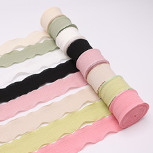 4cm泡泡皱褶皱丝带彩色亚麻弹力荷叶边母亲节花束蛋糕