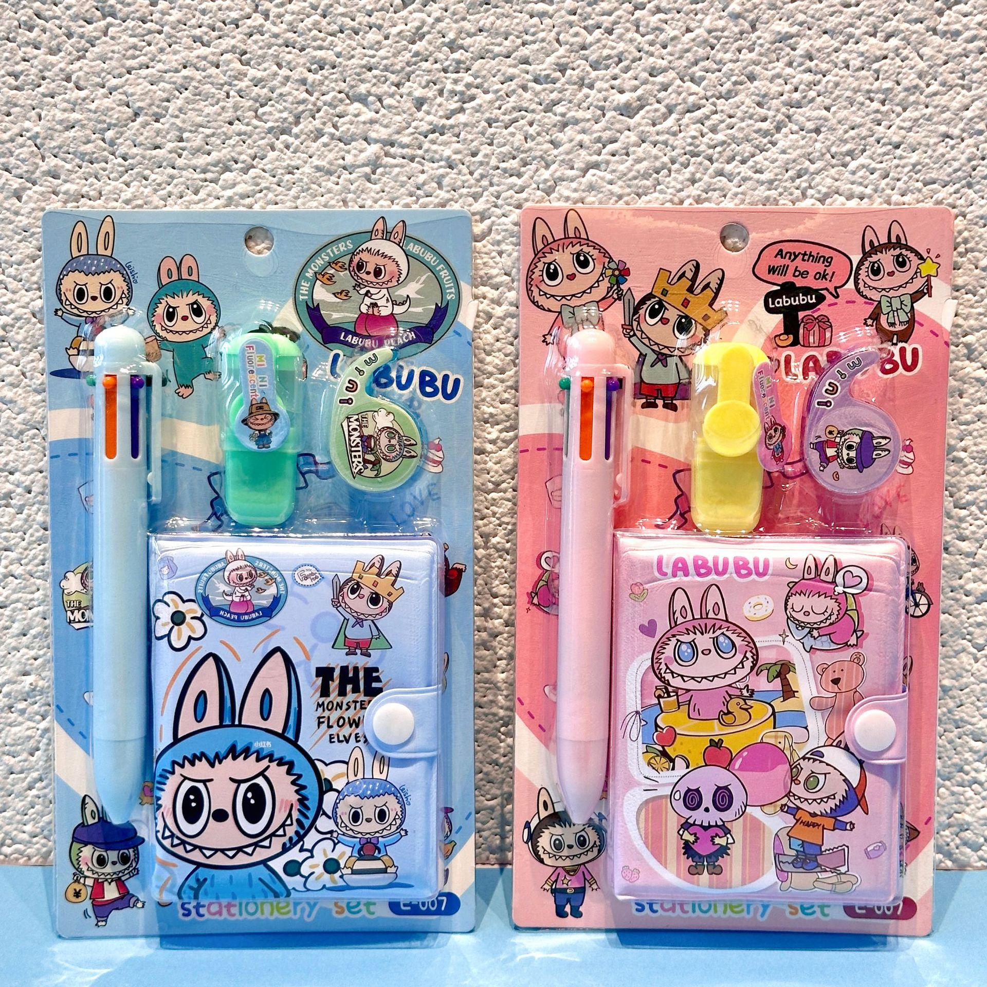 cartoon small cloth 6 color ballpoint pen journal book gift set fluorescent pen notebook pupils‘ stationery supplies