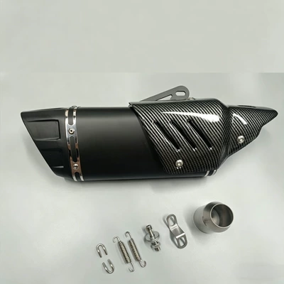 Motorcycle exhaust pipe ninja250 Exhaust pipe - 2-black-car-patterned-lid-51mm-laser-marking