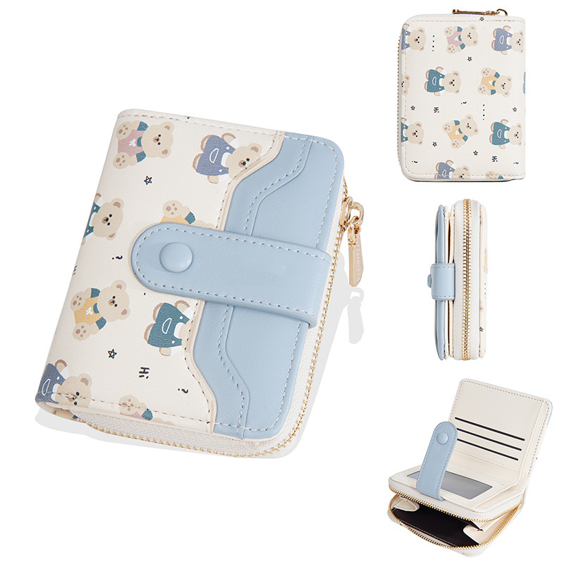 New Cross-Border Hot-Selling Short Wallet Large Capacity Cute Bear Multi-Card Slot Zipper Coin Purse Card Holder All-In-One for Women New Cross-Border Hot-Selling Short Wallet Large Capacity Cute Bear Multi-Card Slot Zipper Coin Purse Card Holder All-In-One for Women