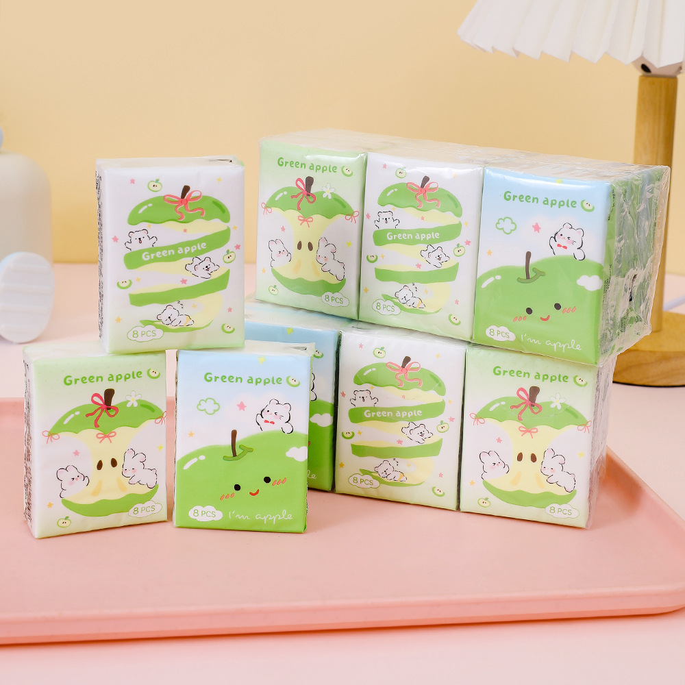 Бумажные носовые платки Apple Paradise White, 8 листов, 3 слоя, упаковка из 9 штук