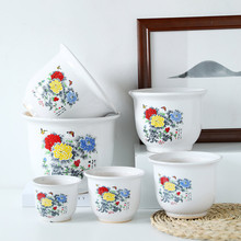 陶瓷花盆家用中式花瓶白色客厅虎皮兰发财树盆处理大口径
