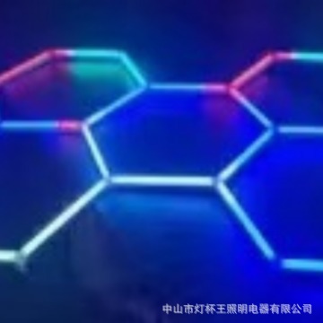 Cinco anillos RGB lámpara de garaje lavado de automóviles 110V lámpara de panal europea y americana ilusión de luz de color multifuncional tubo de lámpara de garaje hexagonal