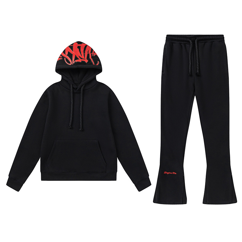 Alta calidad SynaWord americano suelto sudadera con sombrero pantalones Y2K moda pareja casual conjunto Syna