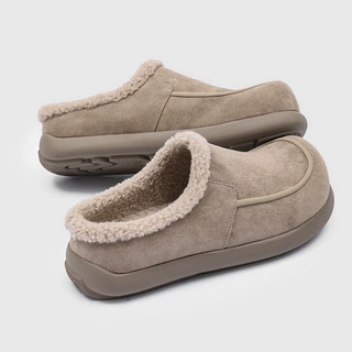2026冬季加绒一脚蹬保暖厚底增高防寒户外雪地靴64101-J黄色灰色