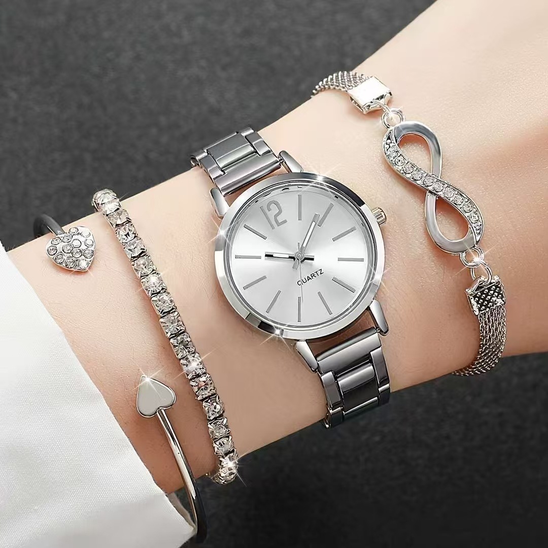 Relógio feminino quartz casual com pulseira de aço e números_voghion.com
