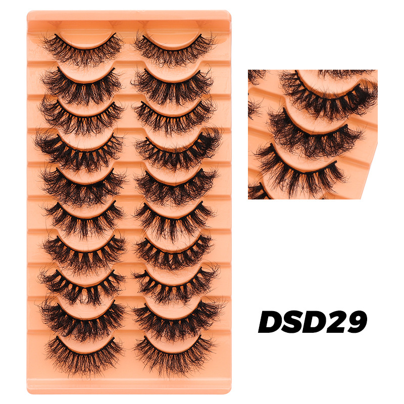 DINGSEN pestañas postizas fábrica transfronteriza modelos de explosión de suministro estable 10 pares de trajes gruesos modelos de maquillaje nude rizado natural